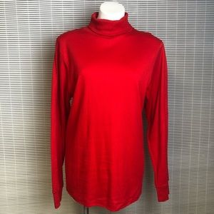 L.L. Bean Red Turtleneck Long Sleeve Top